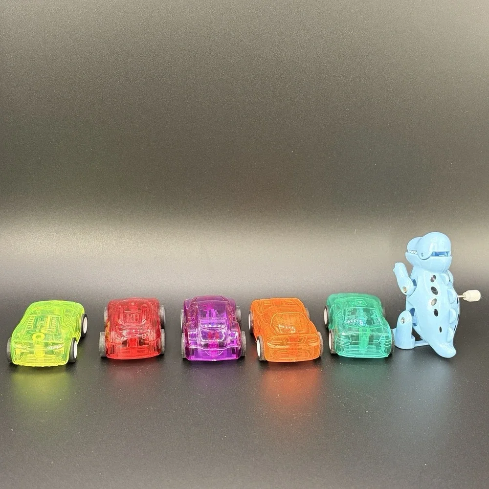 Lot Of 5 Toy Race Cars Transparent Friction-powered Cars 2